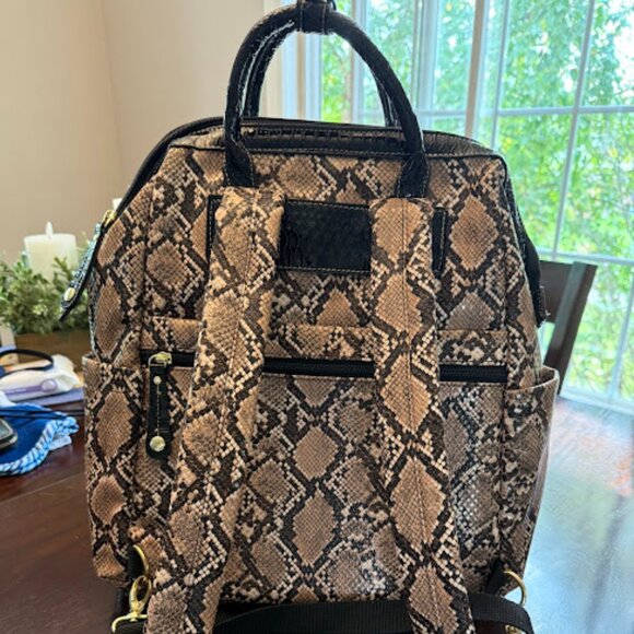 Samantha Brown Embossed Python/Snakeskin backpack - Picture 2 of 15